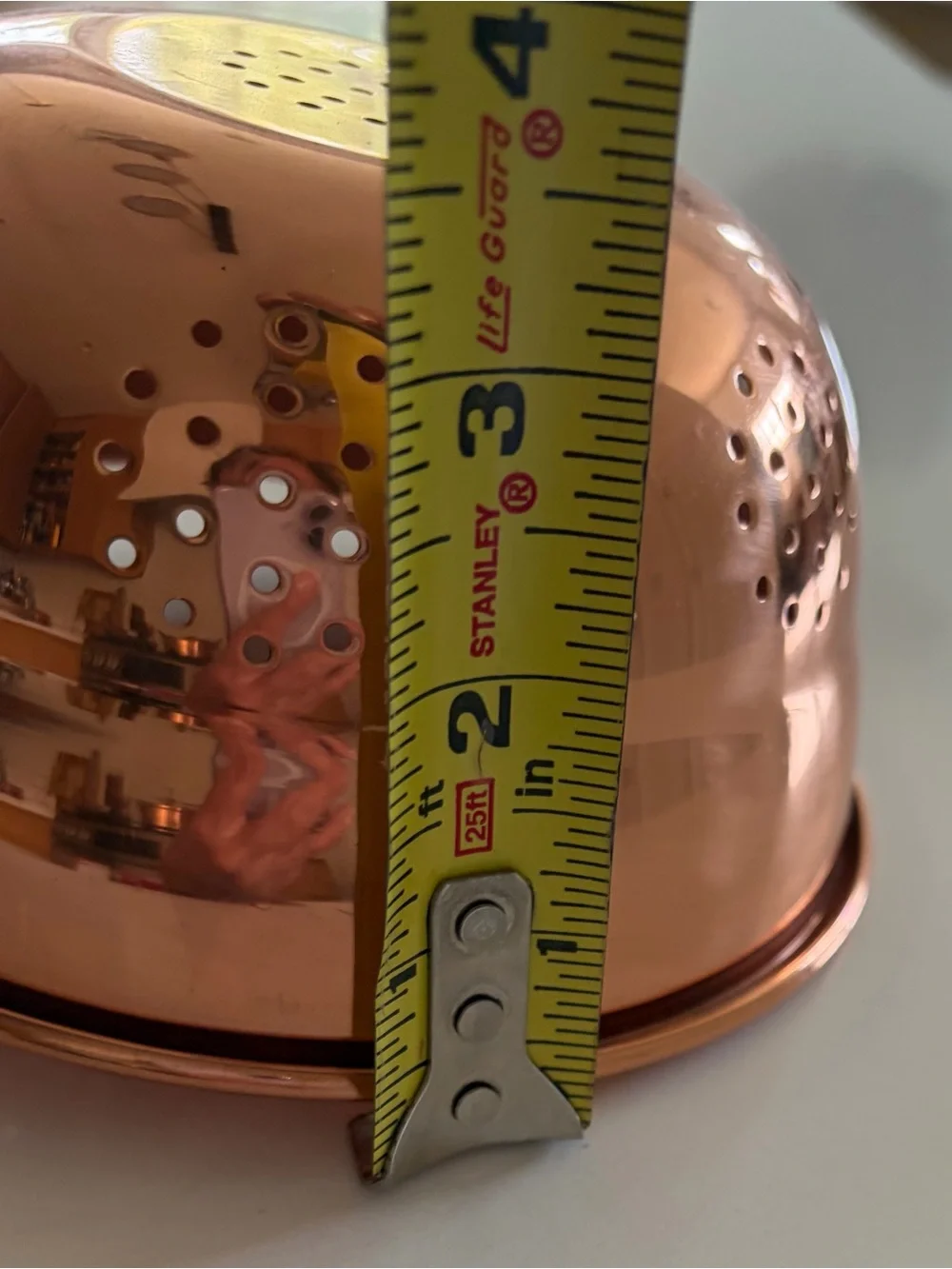 Copper Berry or Tea Strainer with Brass Handle